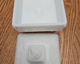 Westmoreland Paneled Grape Milk Glass Candy Dish second image