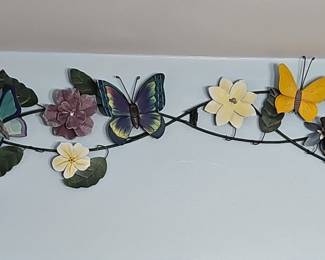 Metal Butterfly and Flower Wall Decor
