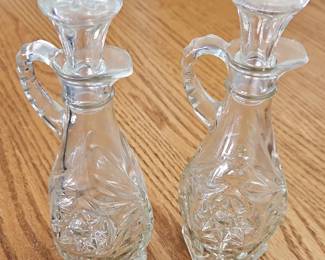 Anchor Hocking Star of David Pressed Glass Cruets