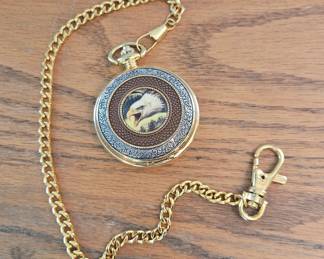 Gilt Bronze Eagle with Fish Under Glass Dome