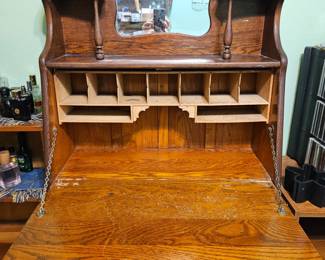 Antique Larkin Soap Company Oak Secretary Desk with Mirror second image