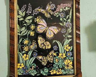 Fuzzy Posters "Butterflies" Print in Carved Wood Frame