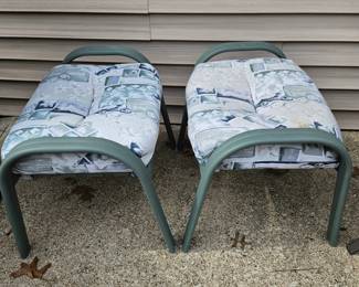 Pair of Vintage Upholstered Patio Stools