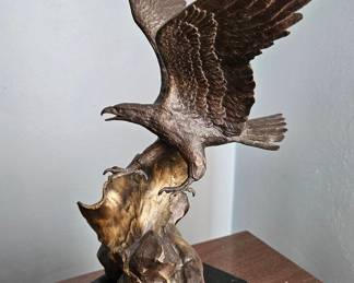 Bronze Eagle Sculpture "Wings of Glory" by Ronald Van Ruyckevelt
