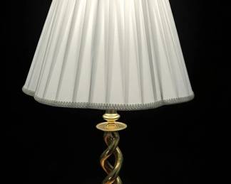 Brass Twisted Column Table Lamp with Pleated Empire Shade second image