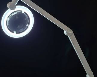 Adjustable Magnifying Lamp with LED Ring Light and Base Mount