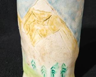 Handmade Ceramic Tumbler with Mountain Landscape