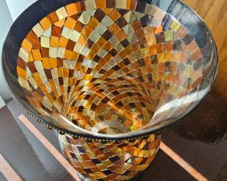 Partylite Global Fusion Mosaic Glass Hurricane Candle Holder Vase