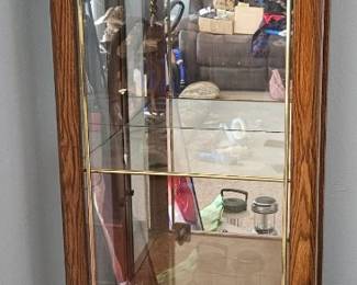Pulaski Oak Curio Cabinet with Mirrored Back