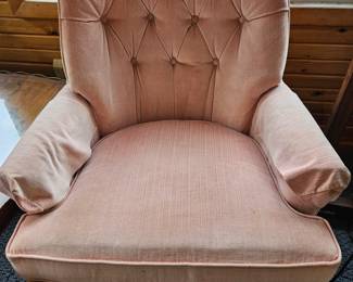 Pink Tufted Swivel Armchair