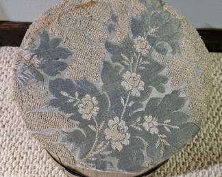 Vintage Wooden Sewing Bucket with Upholstered Seat third image