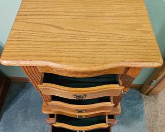 Vintage Powell Woodland Oak Jewelry Armoire with Mirror third image