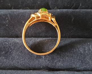 Vintage Jade and Cubic Zirconia Ring