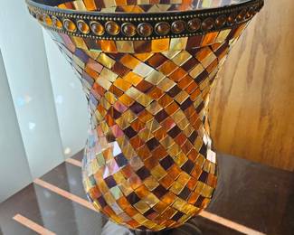 Partylite Global Fusion Mosaic Glass Hurricane Candle Holder Vase