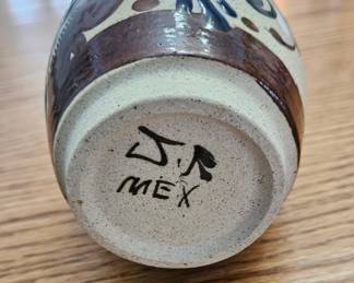 Vintage Tonala Mexican Folk Art Ceramic Vase