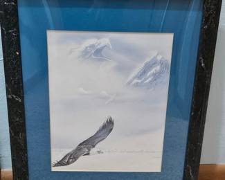Framed "On The Wings Of Freedom" Eagle Art Print by David E. Krech