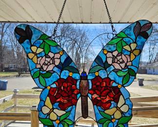 Chloe Lighting Tiffany-Style Stained Glass Butterfly Window Panel