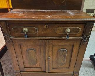 Antique Victorian Oak Washstand Cabinet