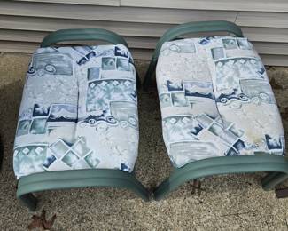 Pair of Vintage Upholstered Patio Stools second image