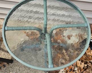 Round Glass Top Patio Side Table second image