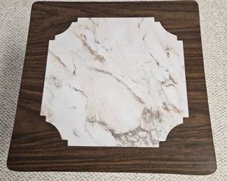 MidCentury Modern End Table with Faux Marble Inlay second image