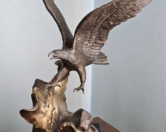 Bronze Eagle Sculpture "Wings of Glory" by Ronald Van Ruyckevelt
