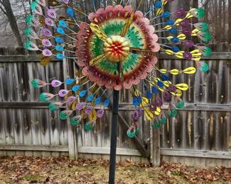 Peacock Metal Wind Spinner with Glitter Finish