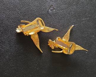 GoldTone Hummingbird Enamel ClipOn Earrings second image