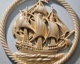 Vintage Dart Industries Syroco Pirate Ship Wall Decor