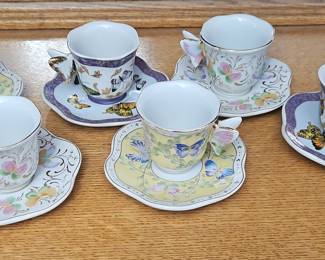 Set of 6 Formalities by Baum Bros Butterfly Motif Demitasse Cups and Saucers