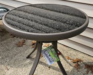 Round Outdoor Bistro Table with Glass Top