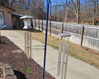 Large Metal Tube Wind Chimes with Blue Shepherd Hook Stand