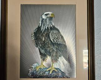 Vintage Dufex Foil Print of Bald Eagle