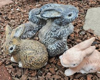 Set of Garden Bunny Statues Mixed Materials second image
