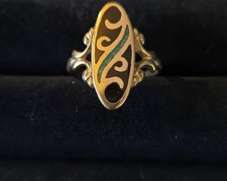 Art Deco Style Enamel and Turquoise Ring