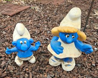 Vintage Smurf Garden Figurines  Smurfette and Male Smurf
