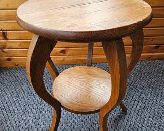 Antique Tiger Oak TwoTiered Side Table