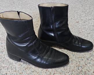 Mens Black Leather Beatle Boots