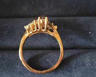 Oval Black Stone and White Stone Bypass Ring second image