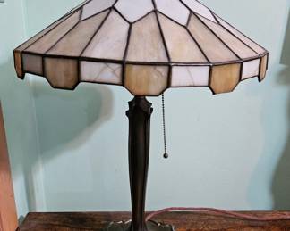 Vintage Tiffany Style Stained Glass Table Lamp