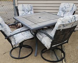 Grand Patio Piece Outdoor Dining Set with Swivel Chairs