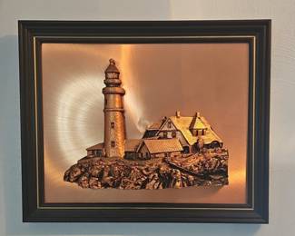 Artist Jager Signed Embossed Copper Lighthouse Wall Art