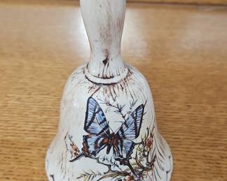 Vintage TIC USA Ceramic Bell with Butterfly and Floral Motif