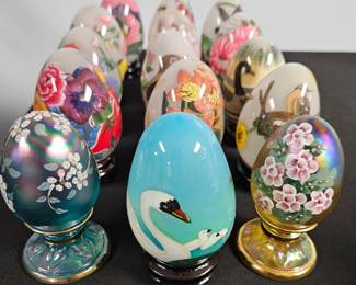 Collection of HandPainted Decorative Glass Eggs
