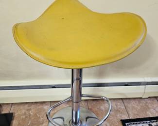 Yellow Saddle Seat Adjustable Bar Stool