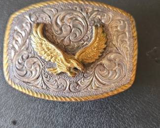 Crumrine Heavy Silver Plate Eagle Belt Buckle