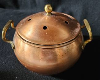 Vintage Copper Potpourri Bowl with Lid