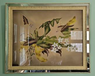 Vintage Turner Manufacturing Company Mirror Framed Floral Print