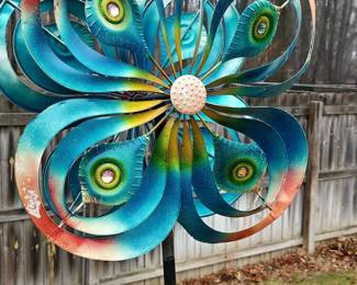 Jeweled Peacock Metal Wind Spinner