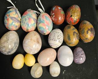 Assorted Decorative Stone and Enamel Eggs